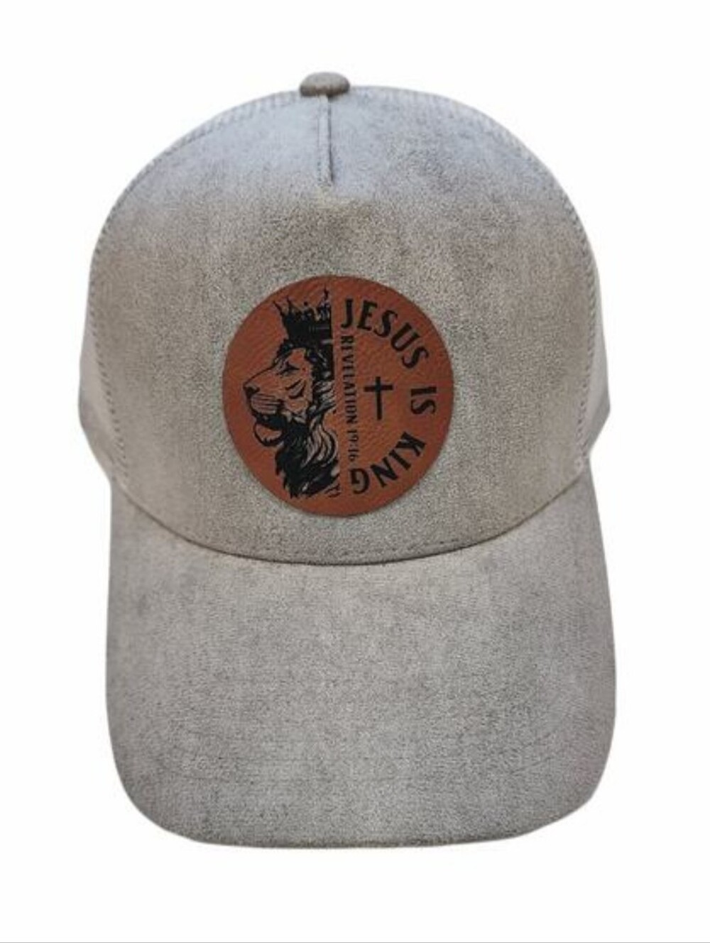 NWT Lion of Judah Faux Suede Snap Back Mesh Trucker Hat Cap, Gray